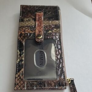 Brahmin Multi-Color Croc-Embossed Cc Wallet.brown.diamond Back.